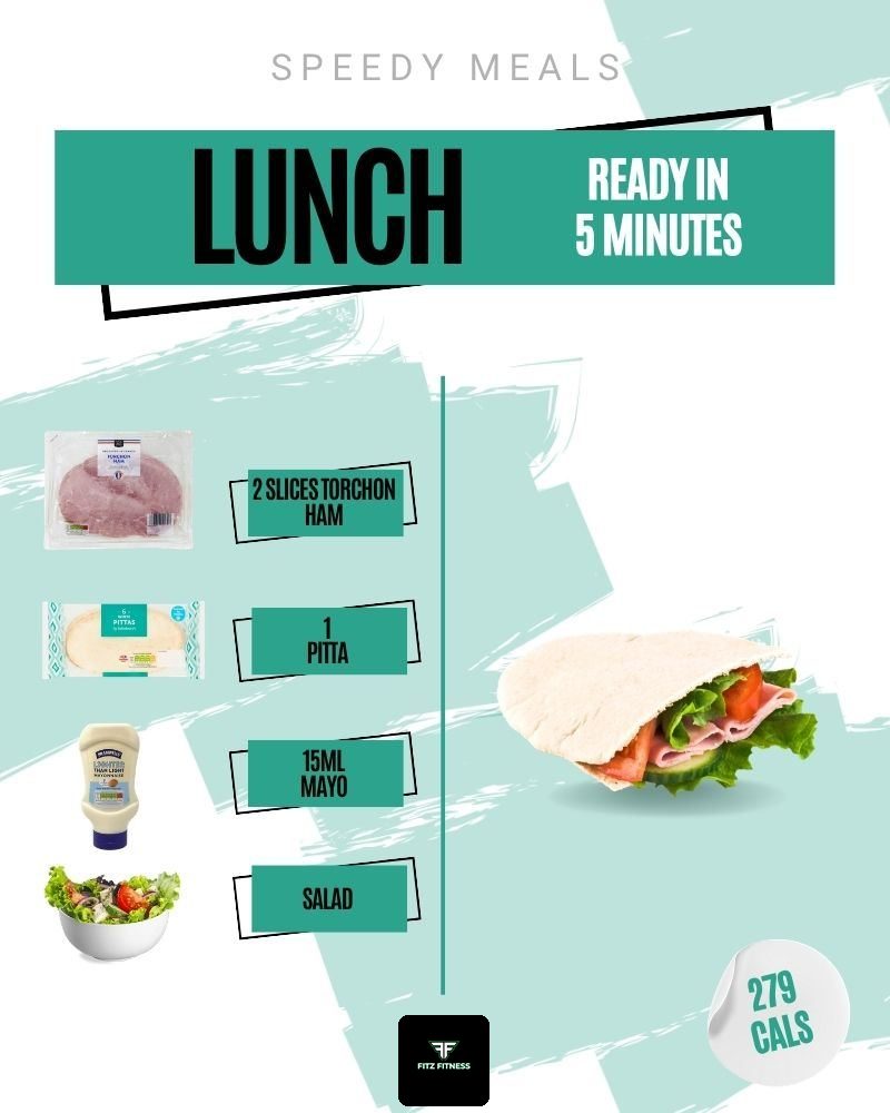 Fast lunch: Ham pitta with mayo and salad, 279 calories